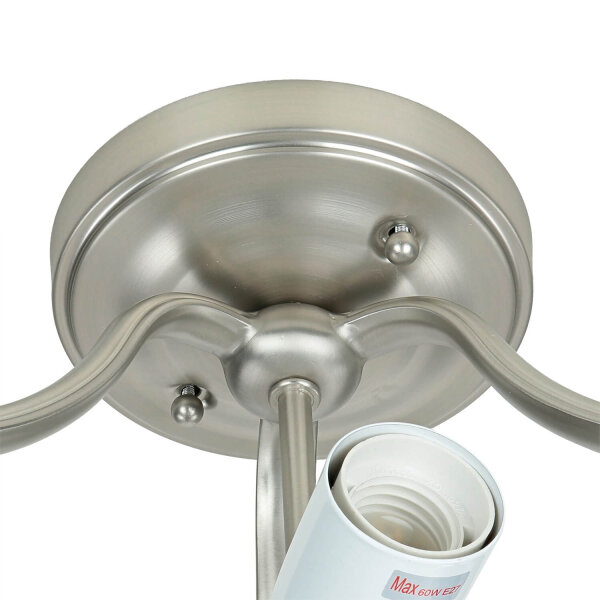 Plafonnier E27 Blanc Nickel Ø37cm Verre Métal