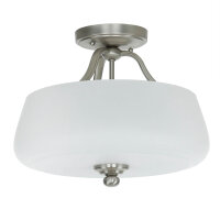 Plafonnier E27 Blanc Nickel Ø37cm Verre Métal