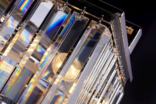 Lampe à suspendre cristal en nickel clair Art Déco