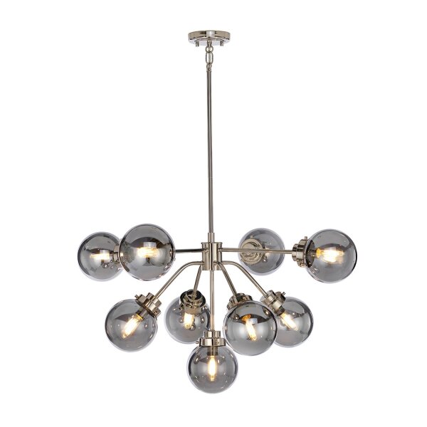 Lampe à suspendre Gris Nickel 9x E14 Métal Verre LILINIA