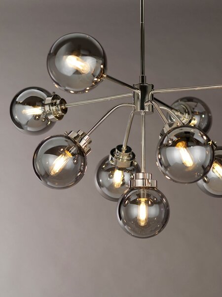 Lampe à suspendre Gris Nickel 9x E14 Métal Verre LILINIA