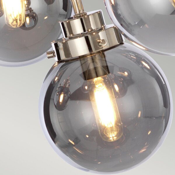 Lampe à suspendre Gris Nickel 9x E14 Métal Verre LILINIA