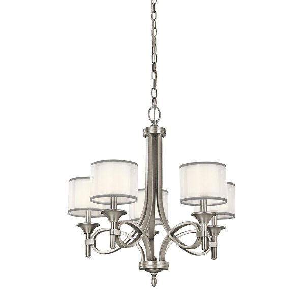 Lustre avec abat-jour verre lin métal CANELADO