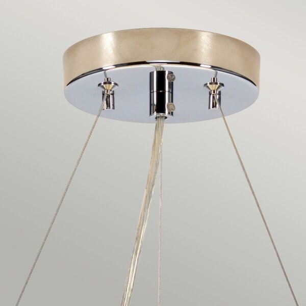 Lampe à suspendre tissu rond Ø36cm en crème chrome éblouissant