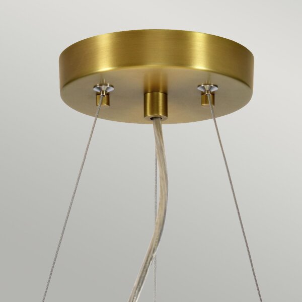 Lampe à suspendre ronde Ø46cm Abat-jour tissu Crème laiton antique