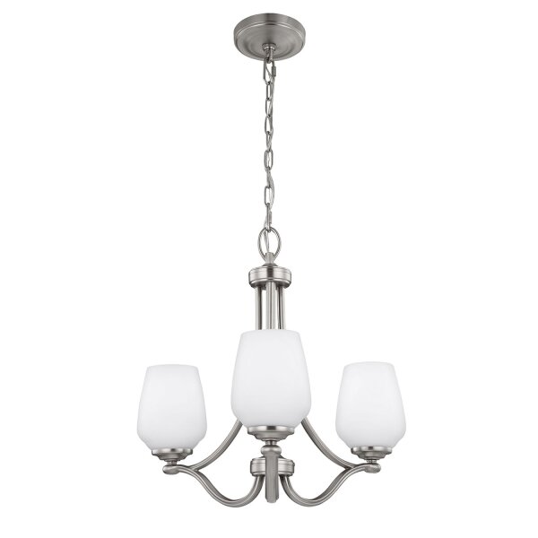Lustre avec abat-jour Blanc Nickel E27 Verre Métal