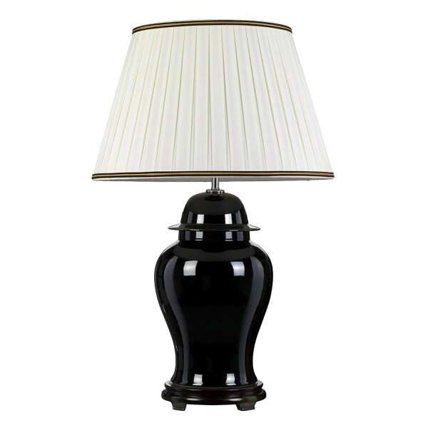 Lampe de table céramique tissu noir crème hauteur 80 cm E27