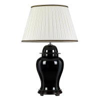 Lampe de table céramique tissu noir crème...