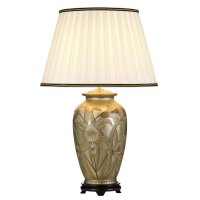Lampe de table tissu céramique argent crème...