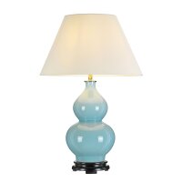 Lampe de table céramique tissu bleu clair tissu 64...
