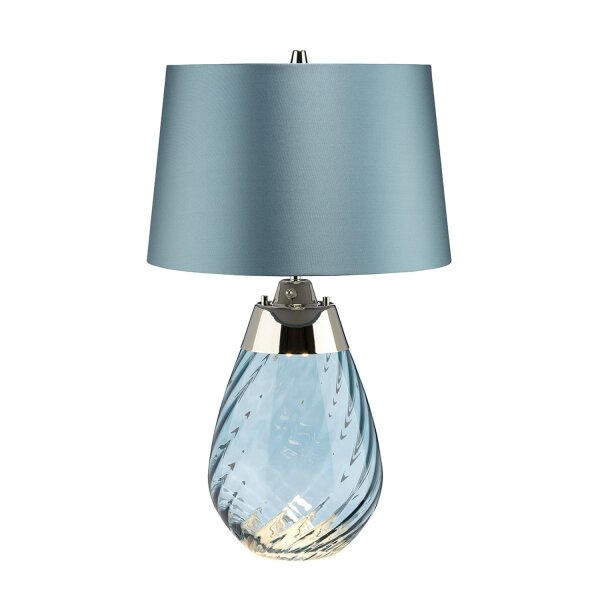 Tischlampe Blau beleuchteter Sockel Glas Seide 60,5 cm