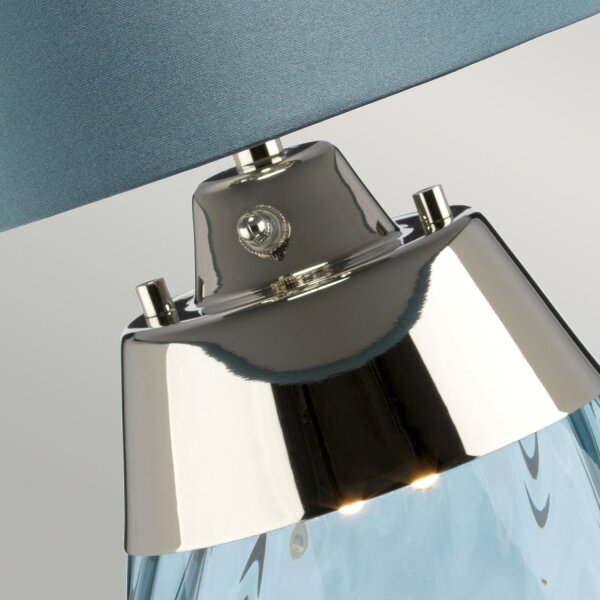 Tischlampe Blau beleuchteter Sockel Glas Seide 60,5 cm