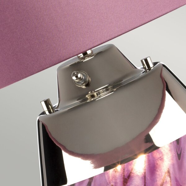 Tischlampe Rosa Violett beleuchteter Fuß Glas Seide