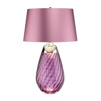 Tischlampe Glas Seide beleuchteter Sockel Rosa Violett