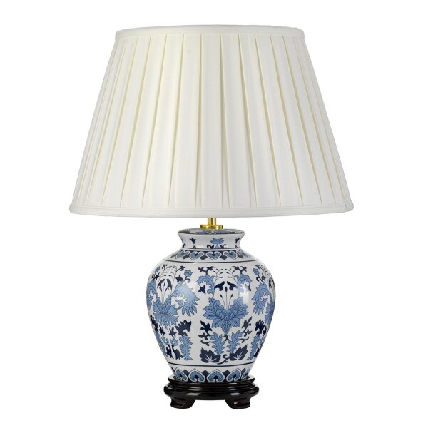Lampe de table Crème Bleu Blanc E27 50 cm Tissu Céramique