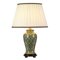 Lampe de table céramique tissu 68 cm vert or...