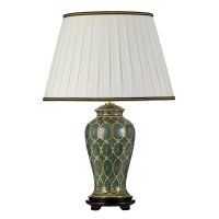 Lampe de table céramique tissu 68 cm vert or...