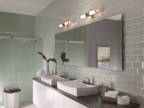 Lampe de salle de bain LED murale pivotante IP44 blanche chromée AMINE