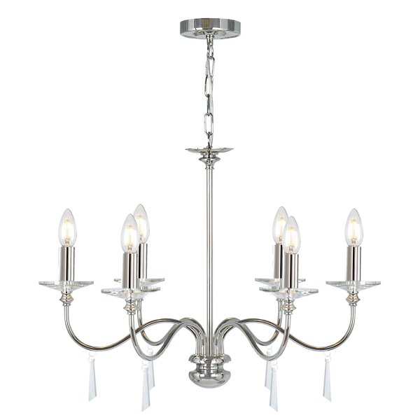 Lustre métal cristal 6 branches CANDELA 6