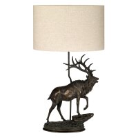 Lampe de table tissu Résine cerf 80cm bronze...
