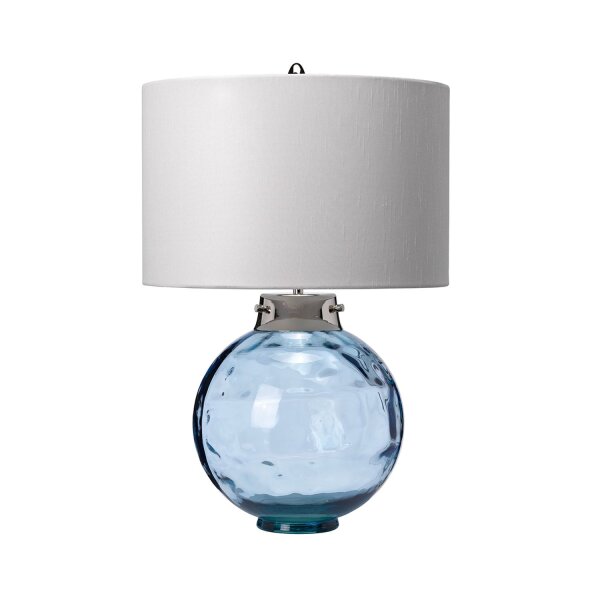 Lampe de table verre tissu E27 55,5 cm blanc bleu LUBIELA