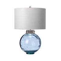 Lampe de table verre tissu E27 55,5 cm blanc bleu LUBIELA