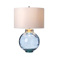 Lampe de table verre tissu E27 55,5 cm blanc bleu LUBIELA