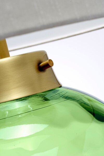 Lampe de table verre tissu en vert écru 55,5 cm LUBIELA