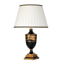 Lampe de table tissu bois crème noir or E27 68 cm