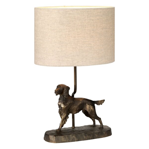 Lampe de table E27 48 cm Nature Bronze antique en résine de jute