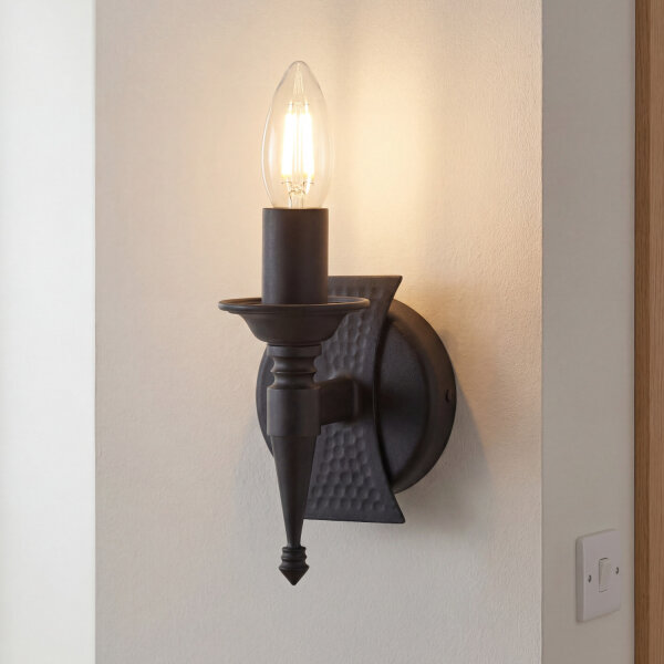 Applique murale CAMELOT 7 fer forgé noir Lampe