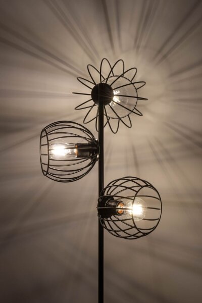 Lampadaire noir E27 163 cm métal salon