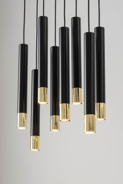Suspension Noir Or Grand Métal Moderne THEANO