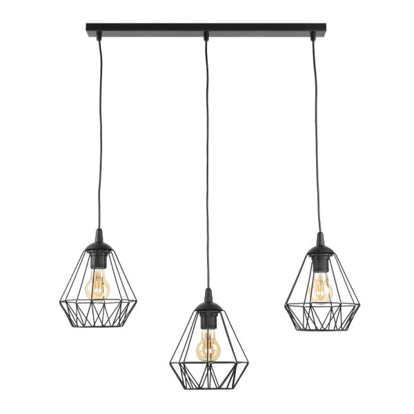 Lampe à suspendre métal noir géométrique rétro table à manger