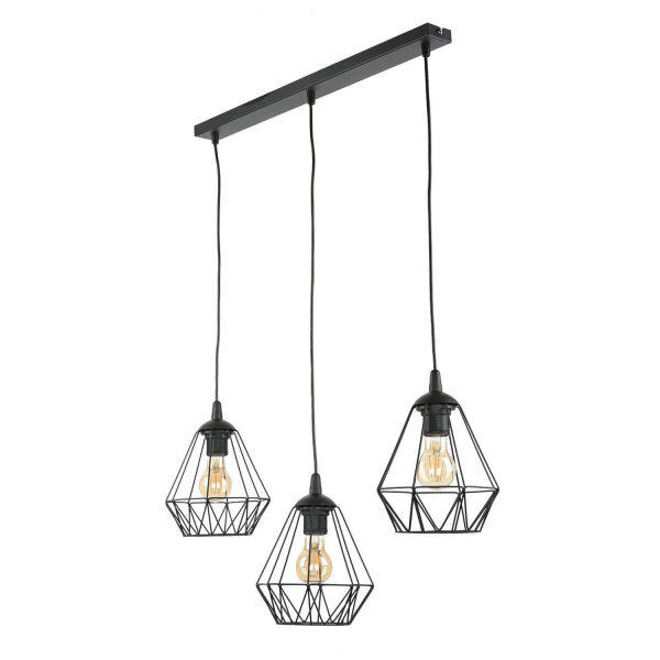 Lampe à suspendre métal noir géométrique rétro table à manger