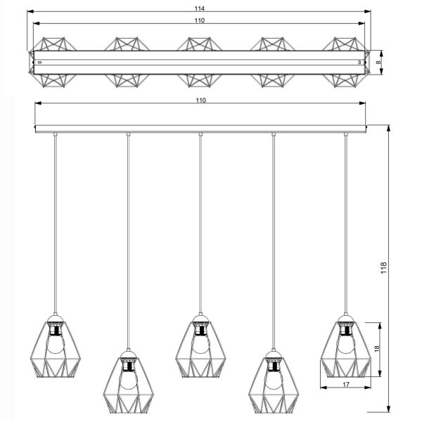 Suspension décorative ARIYAN Retro allongée