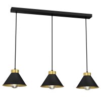 Suspension m&eacute;tal noir or 3 flammes E27 RIAN