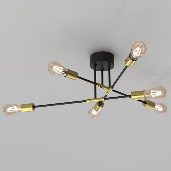 Plafonnier Métal Vintage E27 Noir Or AQUIB