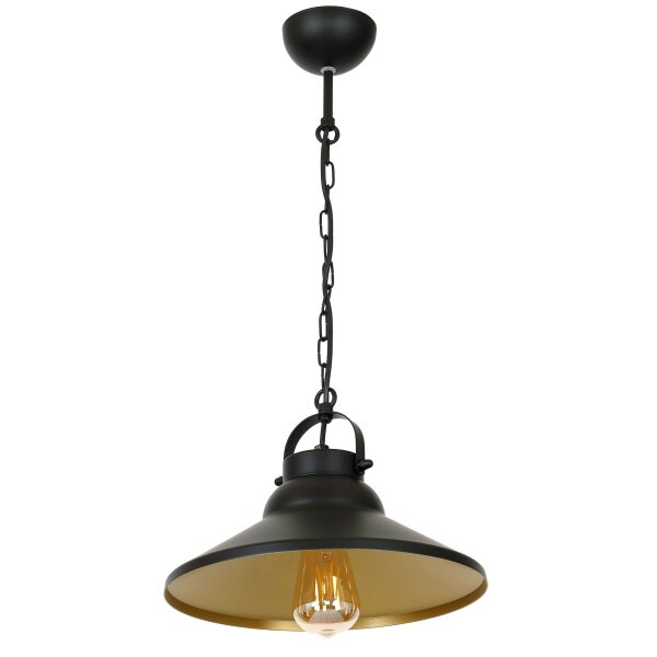 Suspension métal design industriel noir or E27