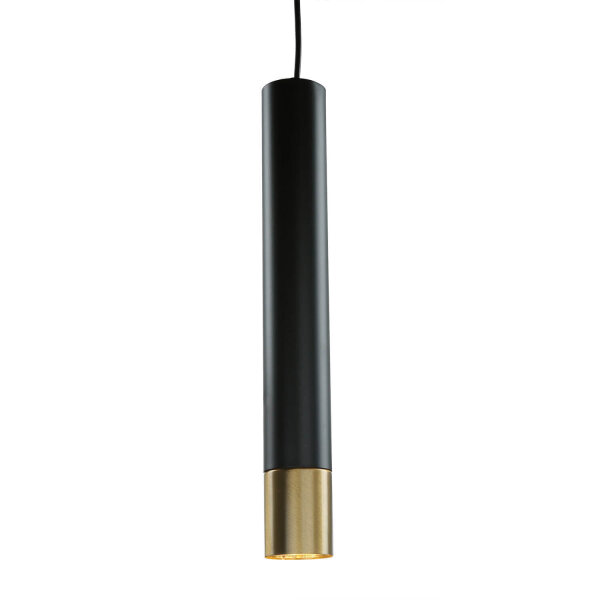 Lampe à suspendre Métal Cylindre Noir Or Moderne GU10