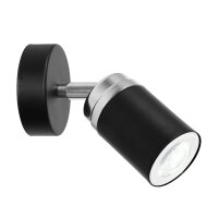 Spot mural noir chrome GU10 m&eacute;tal orientable EVIE