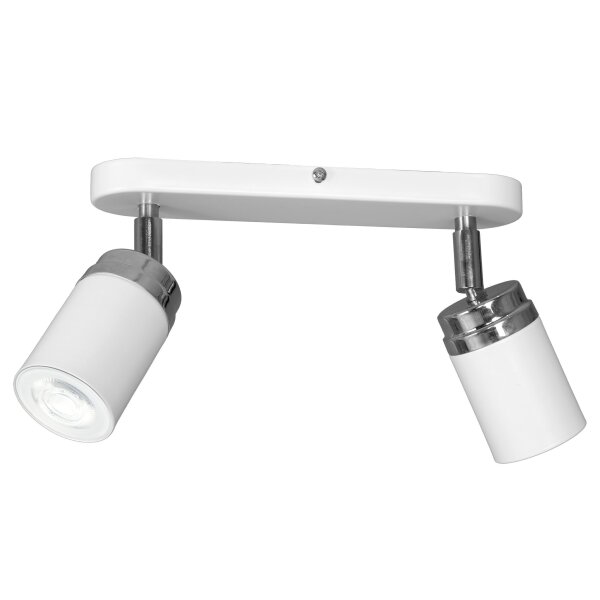 Spot de plafond métal blanc chrome 2 flammes orientable