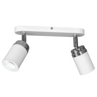 Spot de plafond métal blanc chrome 2 flammes...