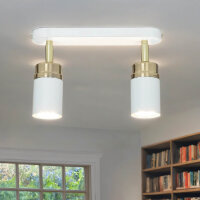 Spot de plafond Métal Moderne Blanc Or 2 flammes