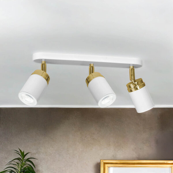 Spot Spot plafond blanc or 3x GU10 métal EVIE