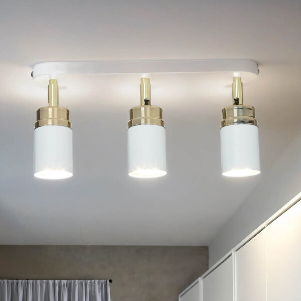 Spot Spot plafond blanc or 3x GU10 métal EVIE