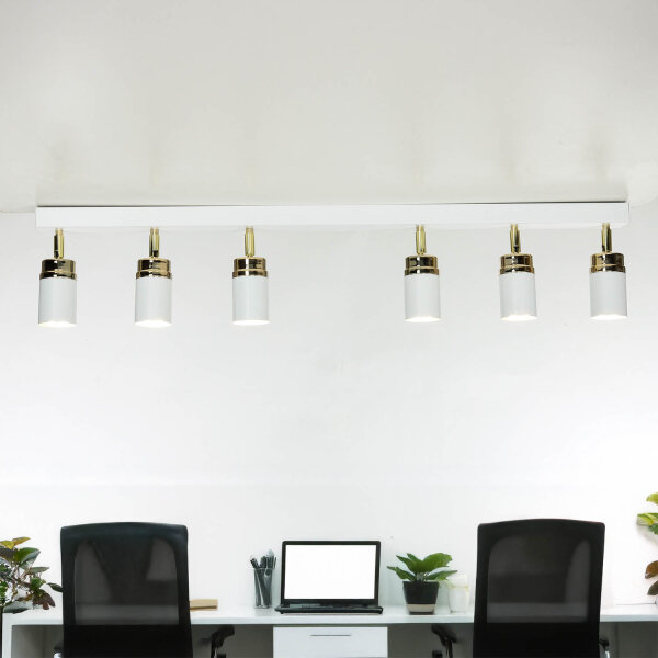 Projecteur blanc or 90 cm 6 flammes GU10 métal