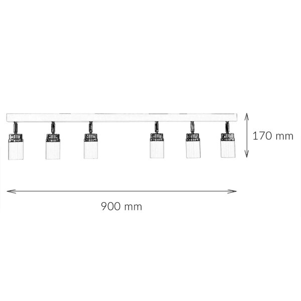 Projecteur blanc or 90 cm 6 flammes GU10 métal