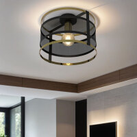 El&eacute;gant plafonnier Moderne rond 30 cm Noir Or