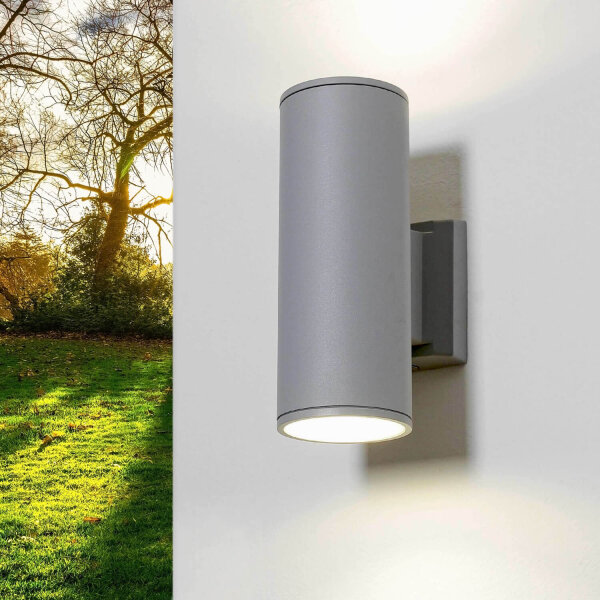 Lampe dextérieur Gris Up Down Aluminium Verre Façade Maison